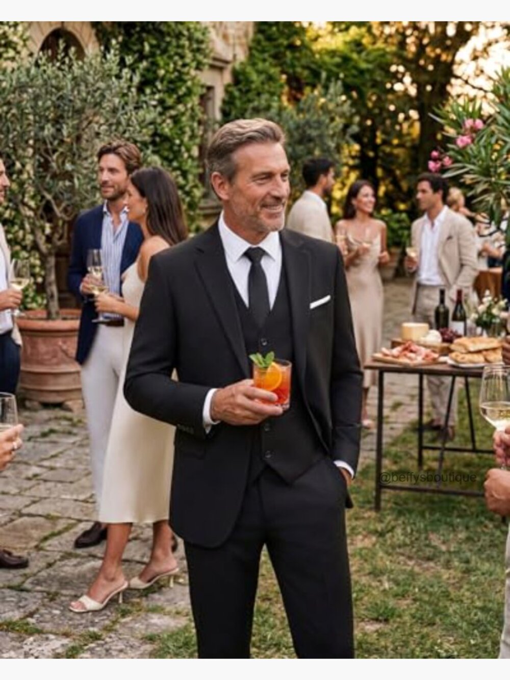 Slim Fit 3-Piece Suit Set Stretch Blazer Vest Pants Formal Wear - Picture 3 of 7